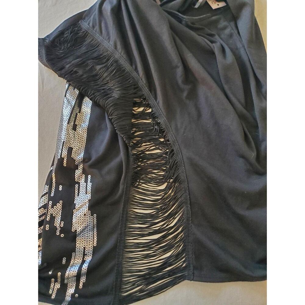 Dots Brand Womens L Black Top Fringe On The Sides - Picture 4 of 10